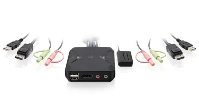 IOGear 2-Port USB DisplayPort Cable KVM Switch, View more