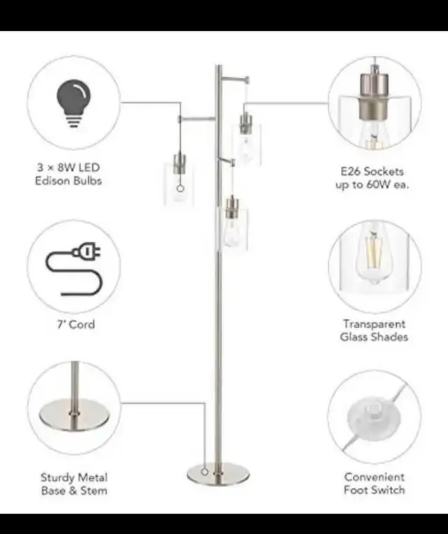 VONLUCE Industrial Floor Lamp for Home & Office Decor, 1.6m Tall in Indoor Lighting & Fans in Hamilton - Image 6