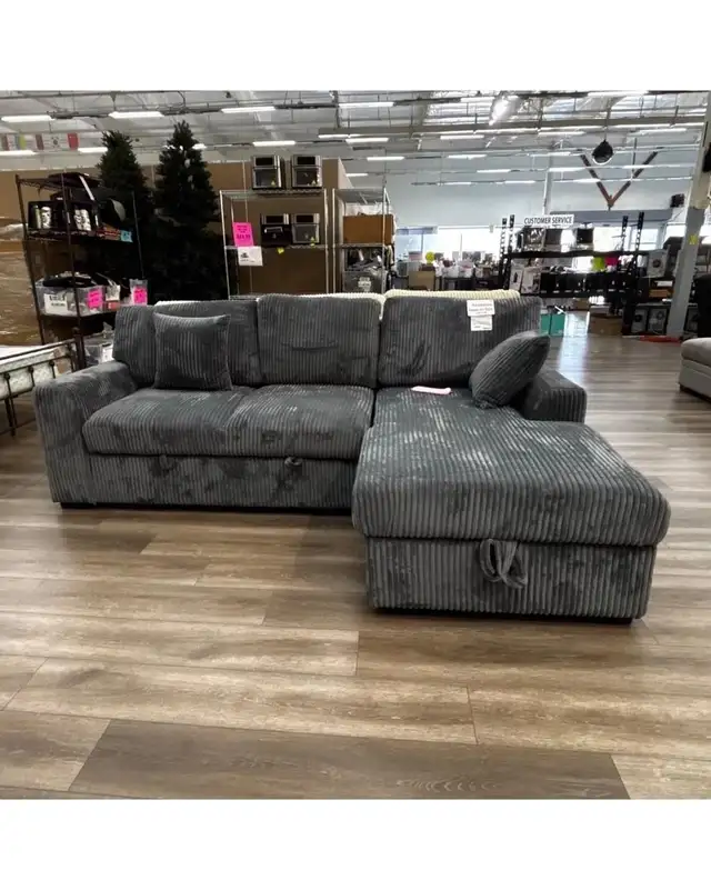 Premium Corduroy 3 Seater Sectional Sofa Bed with Storage For $ in Couches & Futons in Kingston - Image 2