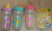 2 Nuby Insulated Flip Top Sippy Cups with new valves