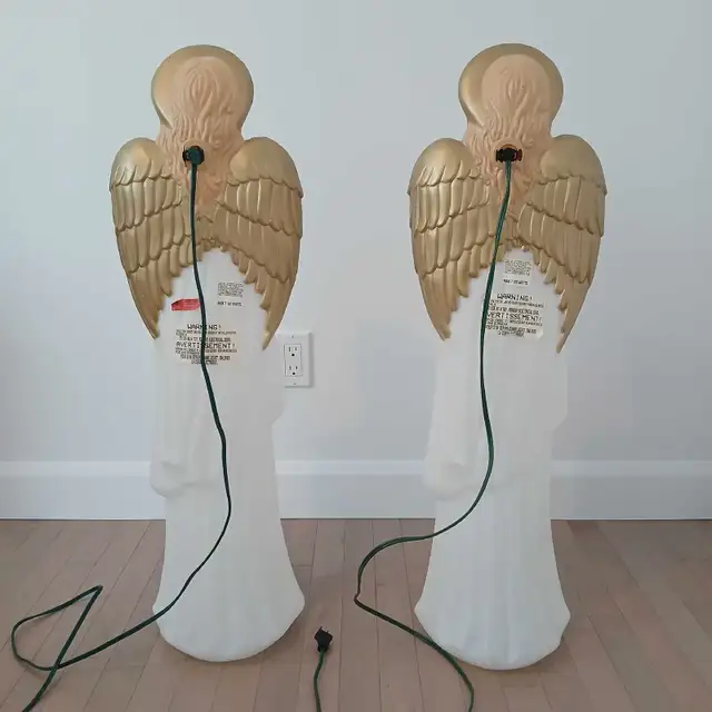 2 vintage illuminated Christmas angels blow mold63384461451265122
