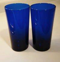 Vintage Libbey Cobalt Blue Glass 6 1/4" Tumblers/Water Glasses