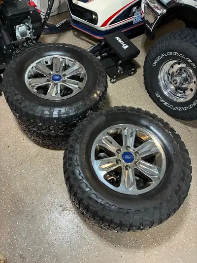 Selling my rims and tires for my F150 (6x135). Great shape. Chrome wheel skins. Tires have lots of t...