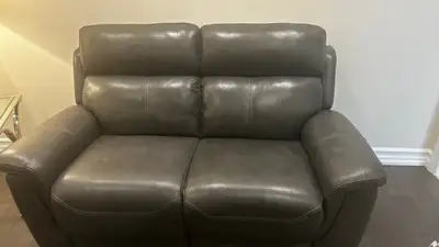 Leather love chair with recliners, View more