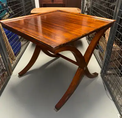 Vintage Mahogany X-Base Side Table, View more