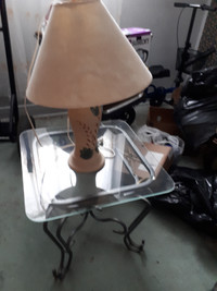 Glass end Table with Lamp