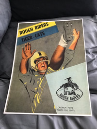 Vintage 50s reprinted poster Rough Riders VS Tiger Cats football