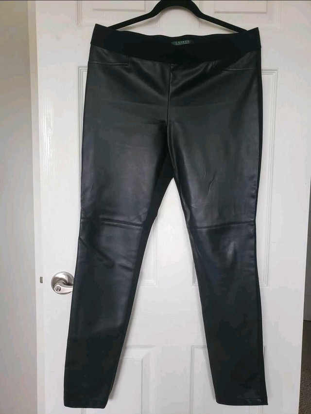 RALPH LAUREN Faux Leather Front Ponte Panel Black Pants (B1)  in Women's - Bottoms in Winnipeg - Image 2