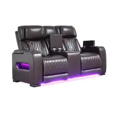 Fully Powered Recliner Loveseat with LED Base & Console, View more