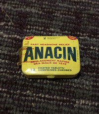 Vintage Anacin Analgesic Tablets Medicine Tin Antique Rare Metal