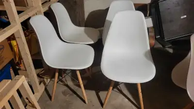 Set of 4 white ikea chairs, View more