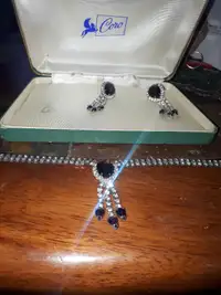 Necklace Sapphire Blue Crystal ,Rhinestone Ea