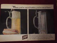 1966 Shlitz Beer Double Page Original Ad