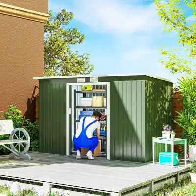 [Mixed color] 9' x 4' Garden Metal Storage Shed Outdoor Equipmen, View more
