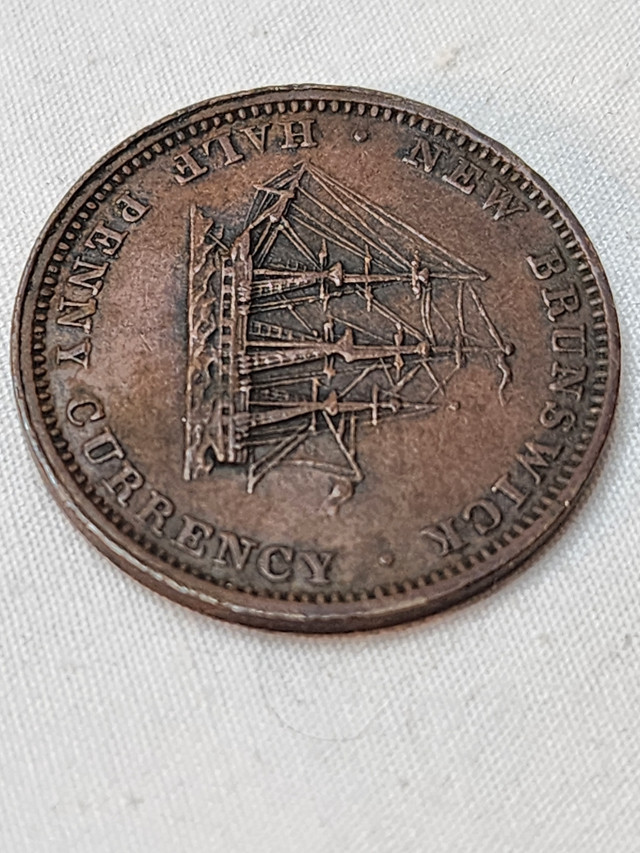 1854 New Brunswick 1/2 Penny Canadian Preconfederation in Arts & Collectibles in City of Toronto - Image 4