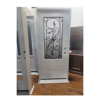 Single Steel Door With Wrought Iron Glass - 34"