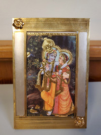 Vintage Antique Pure Silver Frame With Gold Finish Krishna Radha