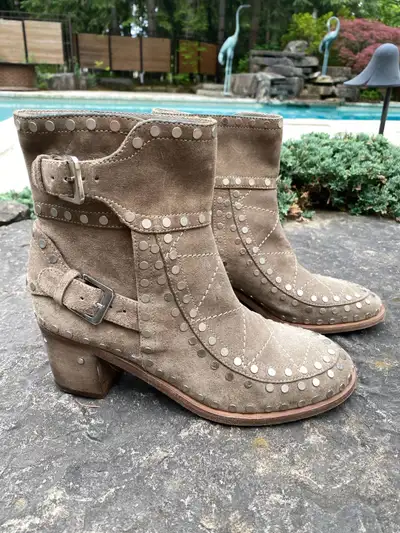 Tan suede with studs booties, View more