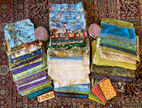 Assorted sewing fabric, mostly quilting cotton