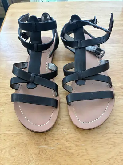 Women’s Leather Sandals, black, View more