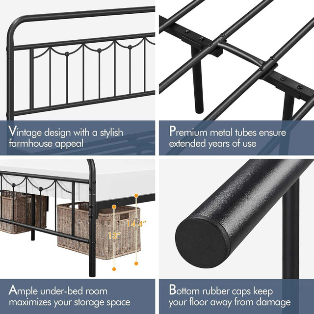 New FULL/Double Black Metal Bed Platform Headboard Footboard in Beds & Mattresses in City of Toronto - Image 3