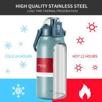 44oz Vacuum Insulated Water Bottle, Leakproof Flask with Straw,