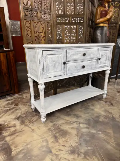 ✅ Console, crédence Bali, buffet teck blanchi , coiffeuse, bahut, View more