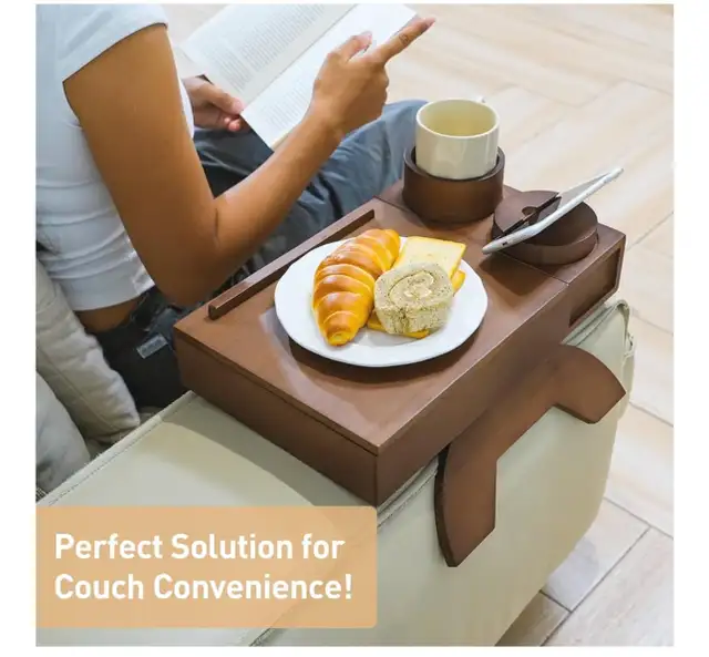 Wooden Couch Armrest Tray Table in Coffee Tables in Ottawa - Image 3