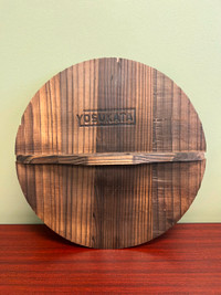 YOSUKATA Wooden 14" Wok Lid Cover w/ Handle Cover *small chip