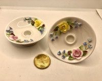 Pair of vintage Coalport England, bone china mini candleholders