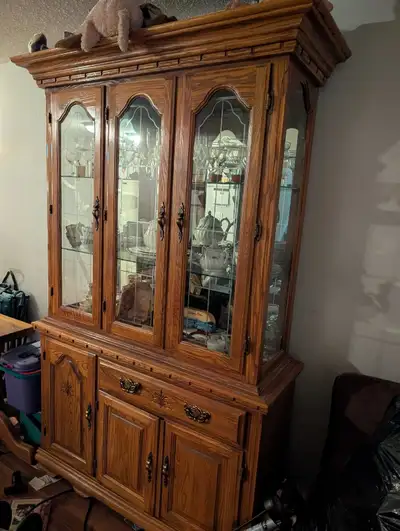 Solid wood china cabinet + table, View more