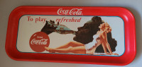 Vintage Coca Cola 19" Long Oblong Tray "To Play Refreshed"