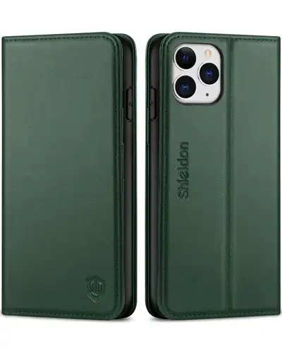 SHIELDON iPhone 11 Pro Max Wallet Case, iPhone 11 Pro Max Leather Cover, Genuine Leather, Auto Sleep...