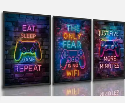 Gaming Wall Art Canvas Posters- Set of 3, View more