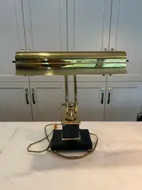 Vintage black onyx marble and brass task lamp