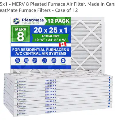 Package of 12 MERV 8 filters. Wrong size purchased and too expensive to return. $87.99 + tax at Amaz...