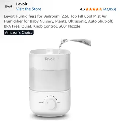 New Levoit Humidifiers, 2.5L Top Fill Cool Mist Air Humidif, View more