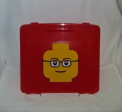 Collectible LEGO Storage Case Red Plastic Project Case with Hinged Lid, 2010 Plastic Storage Contain...