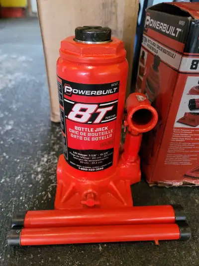 Unused, still in box - Powerbuilt Heavy Duty 8 Ton Bottle Jack, 16000 Pounds Capacity Hydraulic Vehi...