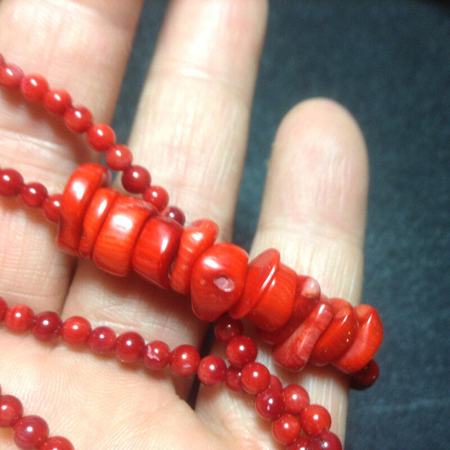 GENUINE CORAL 18" NECKLACE STRAND Beautiful Round 3-4mm Natural in Jewellery & Watches in Vancouver - Image 3