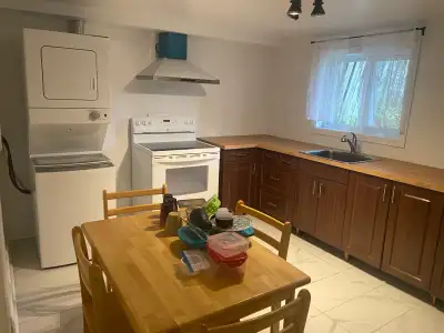 Appartement de 2 chambres situé dans un demi-sous-sol à louer pour location temporaire. Près de métr...