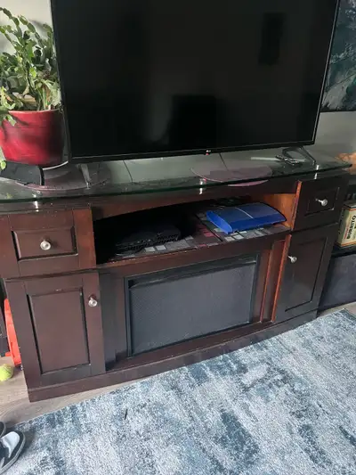 tv stand with electric heater/fireplace, View more