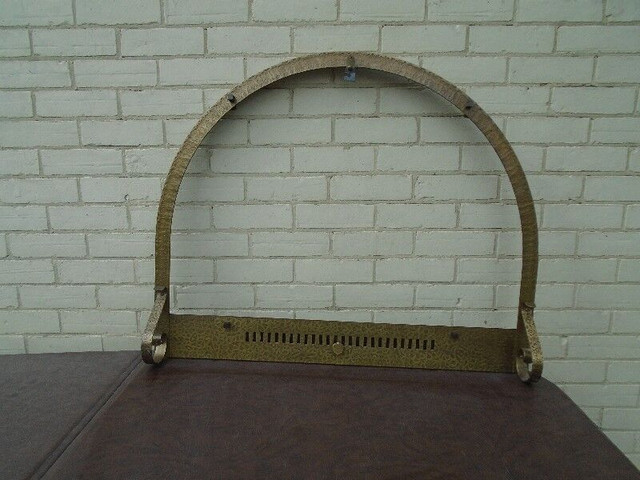 Antique Century Old Brass and  Glass Fireplace Screen in Arts & Collectibles in Pembroke - Image 2