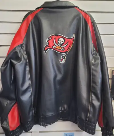 I'm selling a Tampa Bay Buccaneers leather jacket for $60. Size is 2XL, good condition. Will take tr...