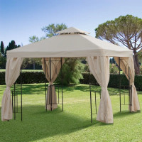 10' x 10' Patio Gazebo Outdoor, Canopy Shelter with Double-tier 