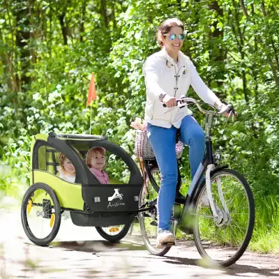  2 Seat Bike Trailer for Kids, Baby Stroller with Storage Bag, View more