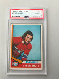 STEVE SHUTT …. 1974-75 O-Pee-Chee …. ROOKIE CARD …. PSA 4