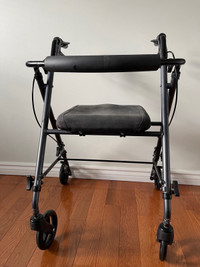  Rollator walker with height adjustable seat and handles