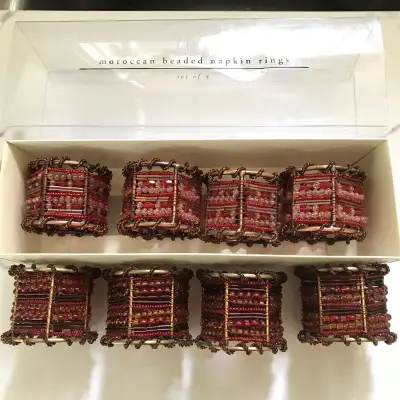 $10/Set OR $15/Both Pier 1 Beaded Napkin Rings 2 Sets of 4, View more