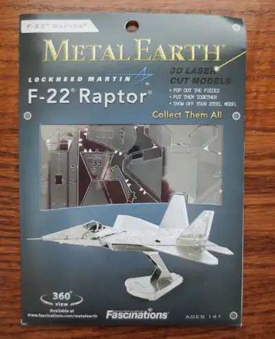 Metal Earth Lockheed Martin F-22 Raptor 3D quality Laser Cut Steel Model, small. Ages 14+ Assembly i...